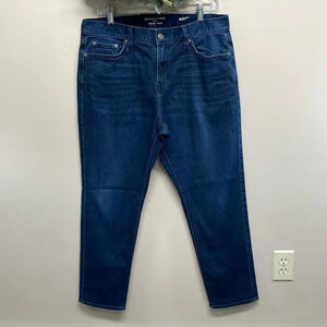 Banana Republic Travel Jean Athletic Fit Dark Rinse Denim 35x32